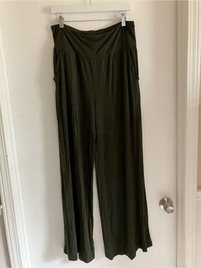 Kindred Bravely Olive Green Wide-Leg Pull-On Pants, L - Long